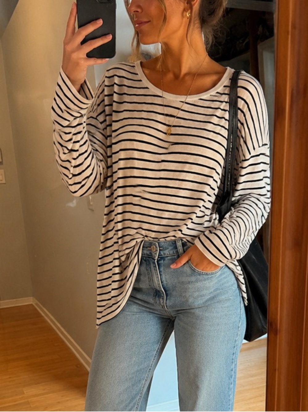 Abound black and white striped tee